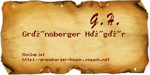 Grünsberger Hágár névjegykártya